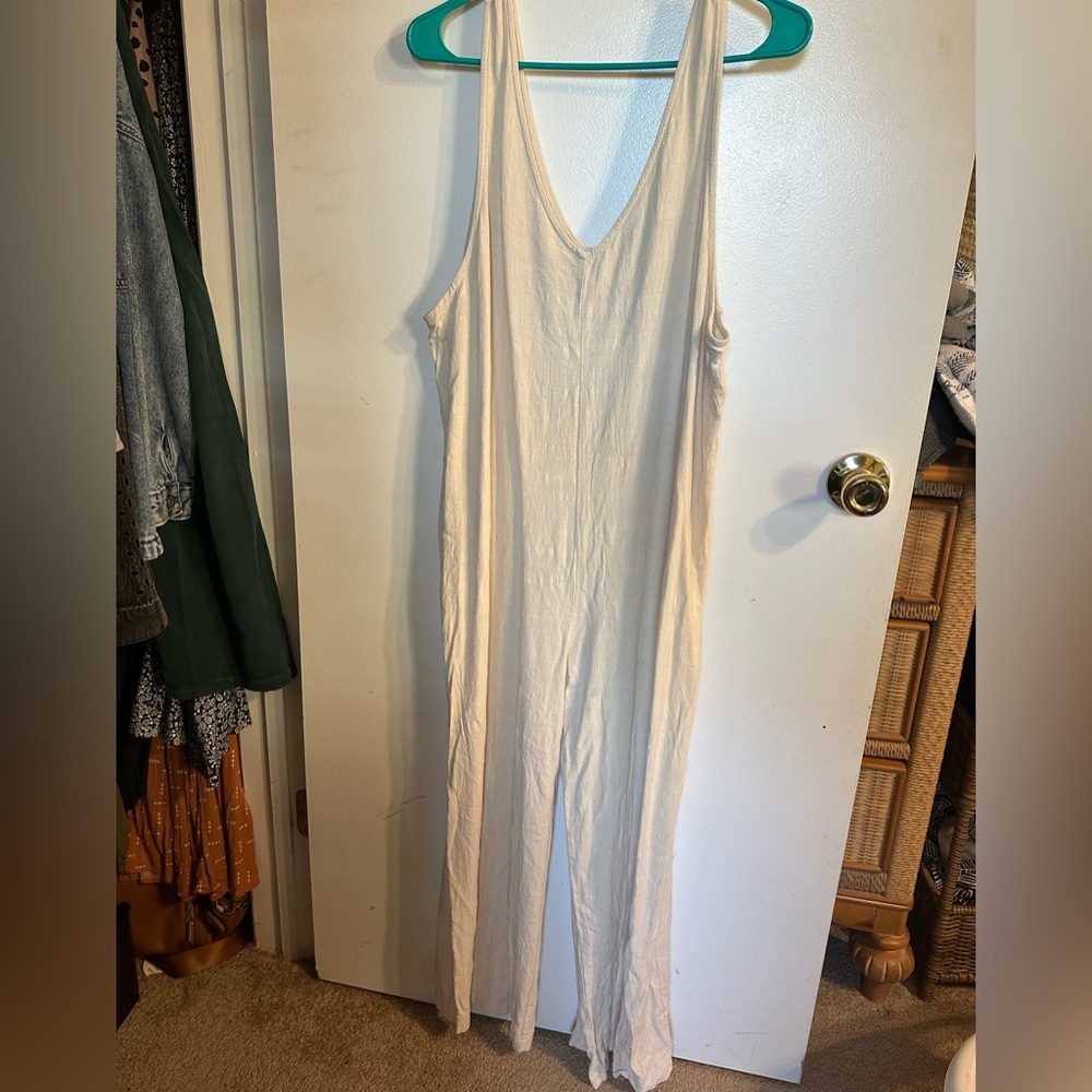 Carly Jean Los Angeles Cream Sleeveless Jumpsuit